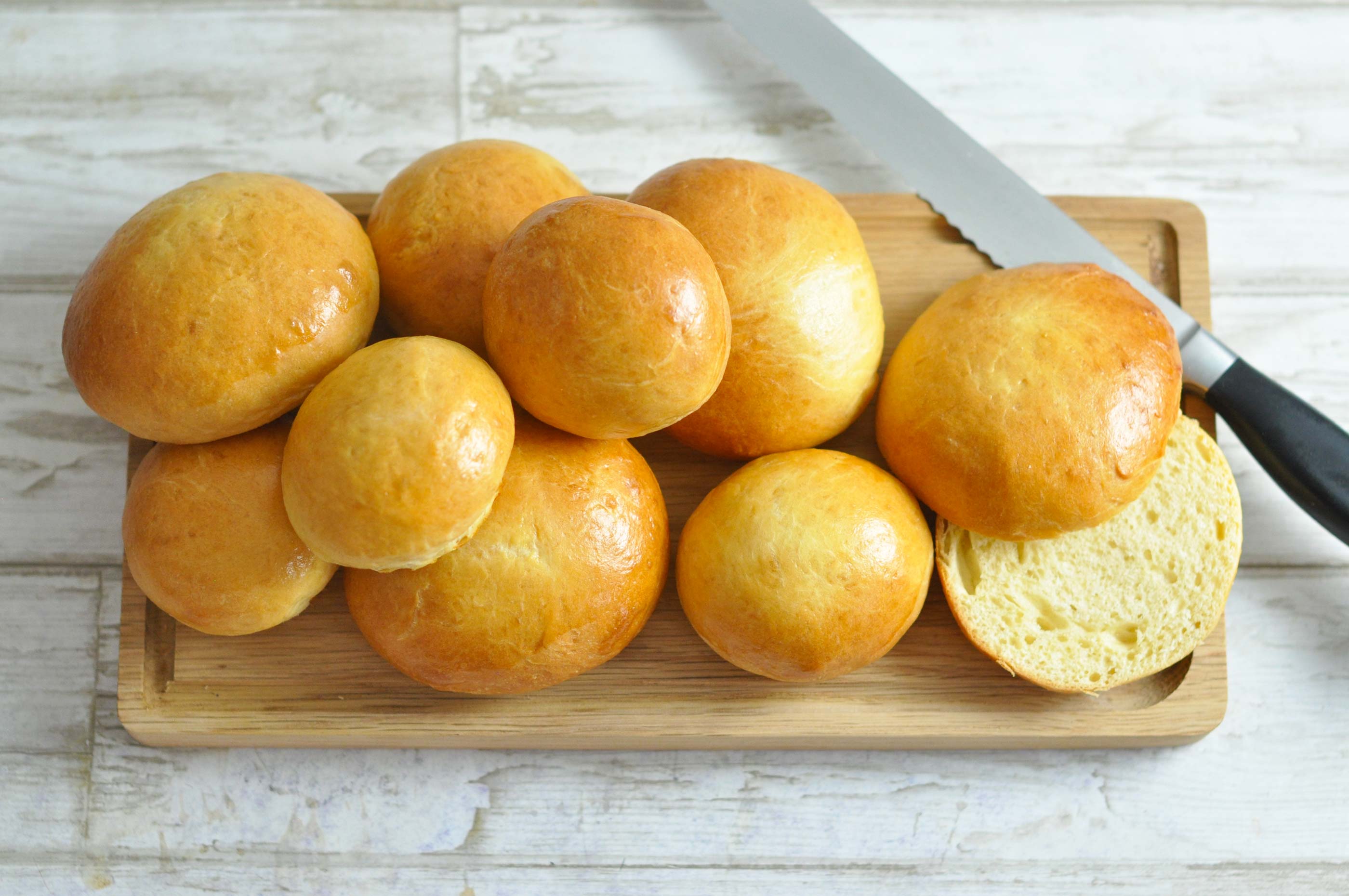 American burger buns - brioche buns with lots of butter