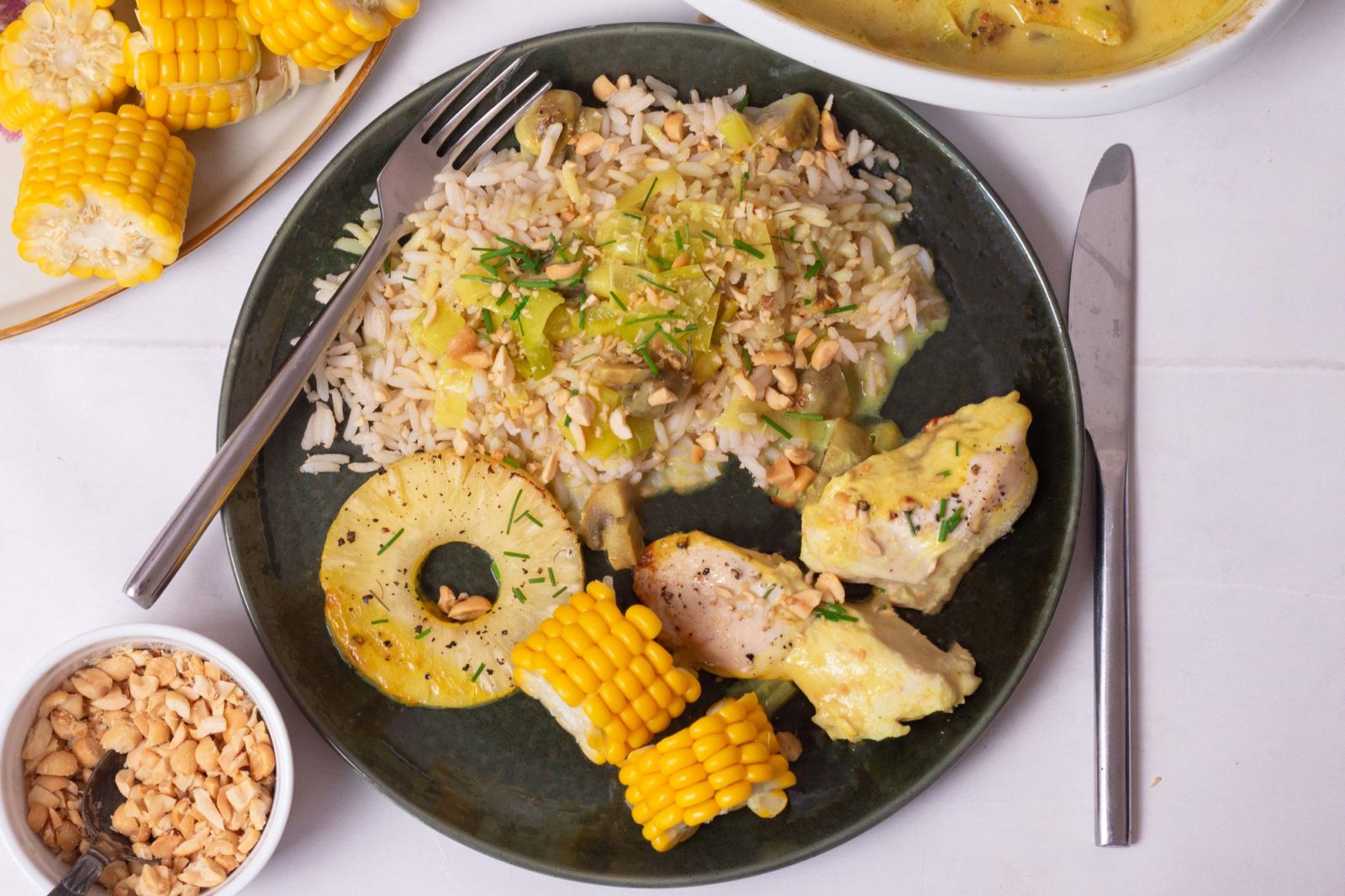 Hawaiichicken with pineapple, curry sauce and rice day two