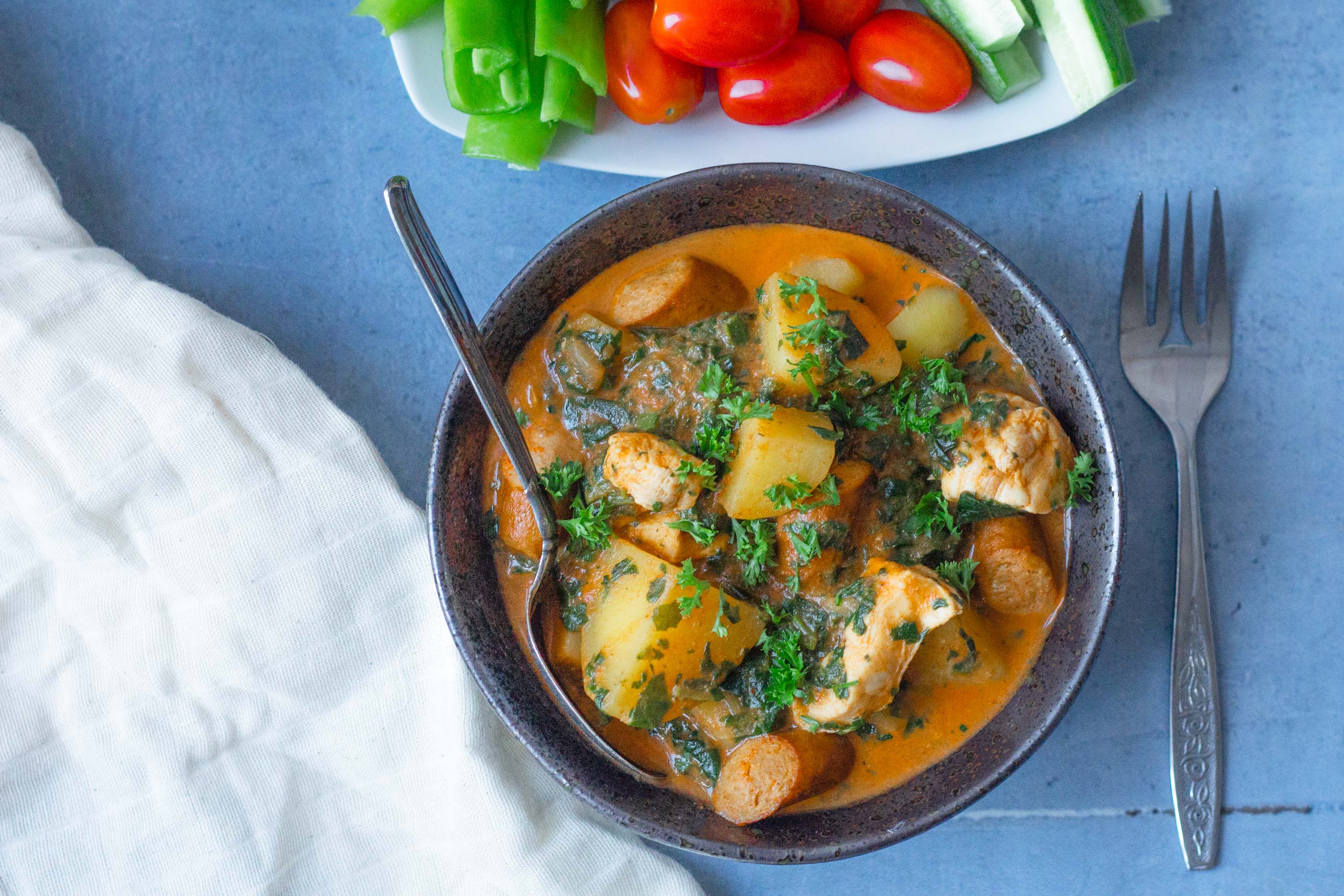 Sausage and potato casserole with chicken and spinach ...