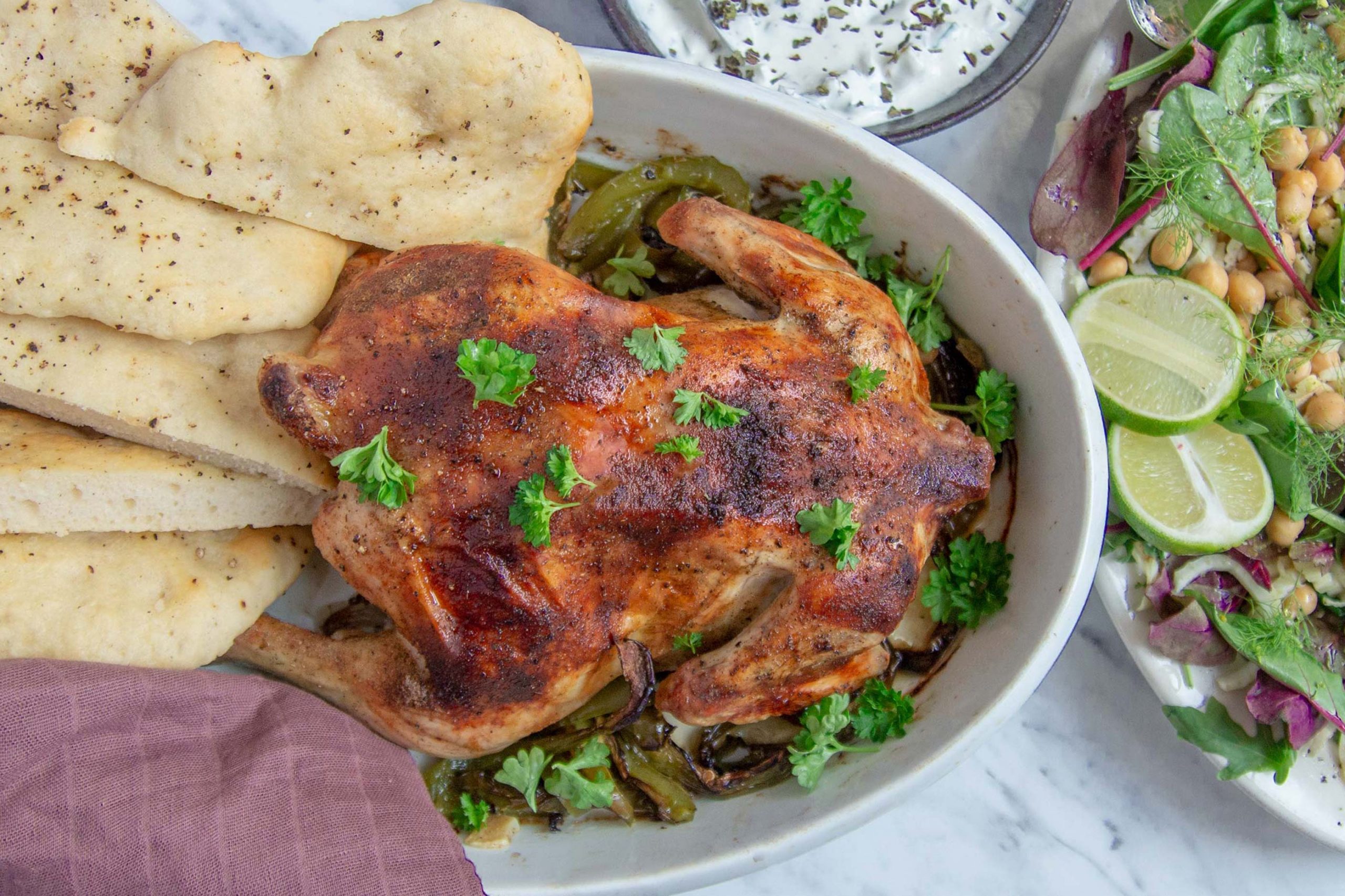 asian-whole-roast-chicken-with-chickpea-salad-for-two-days