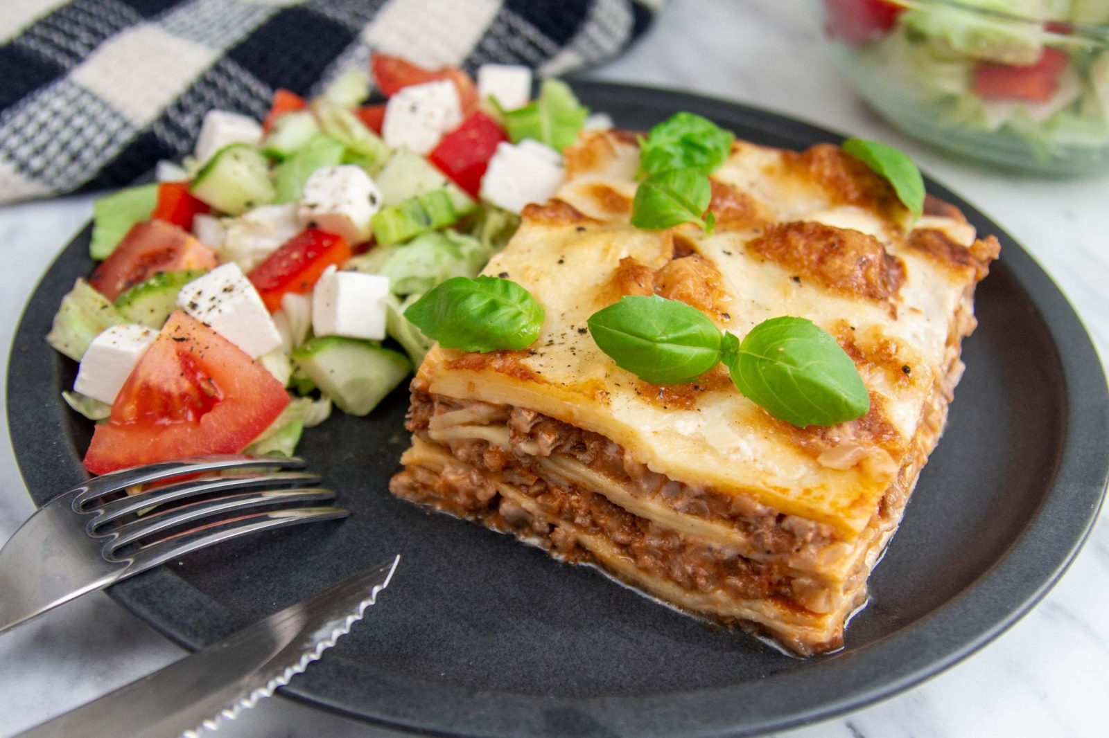 Super quick leftover lasagne with fresh salad – day two