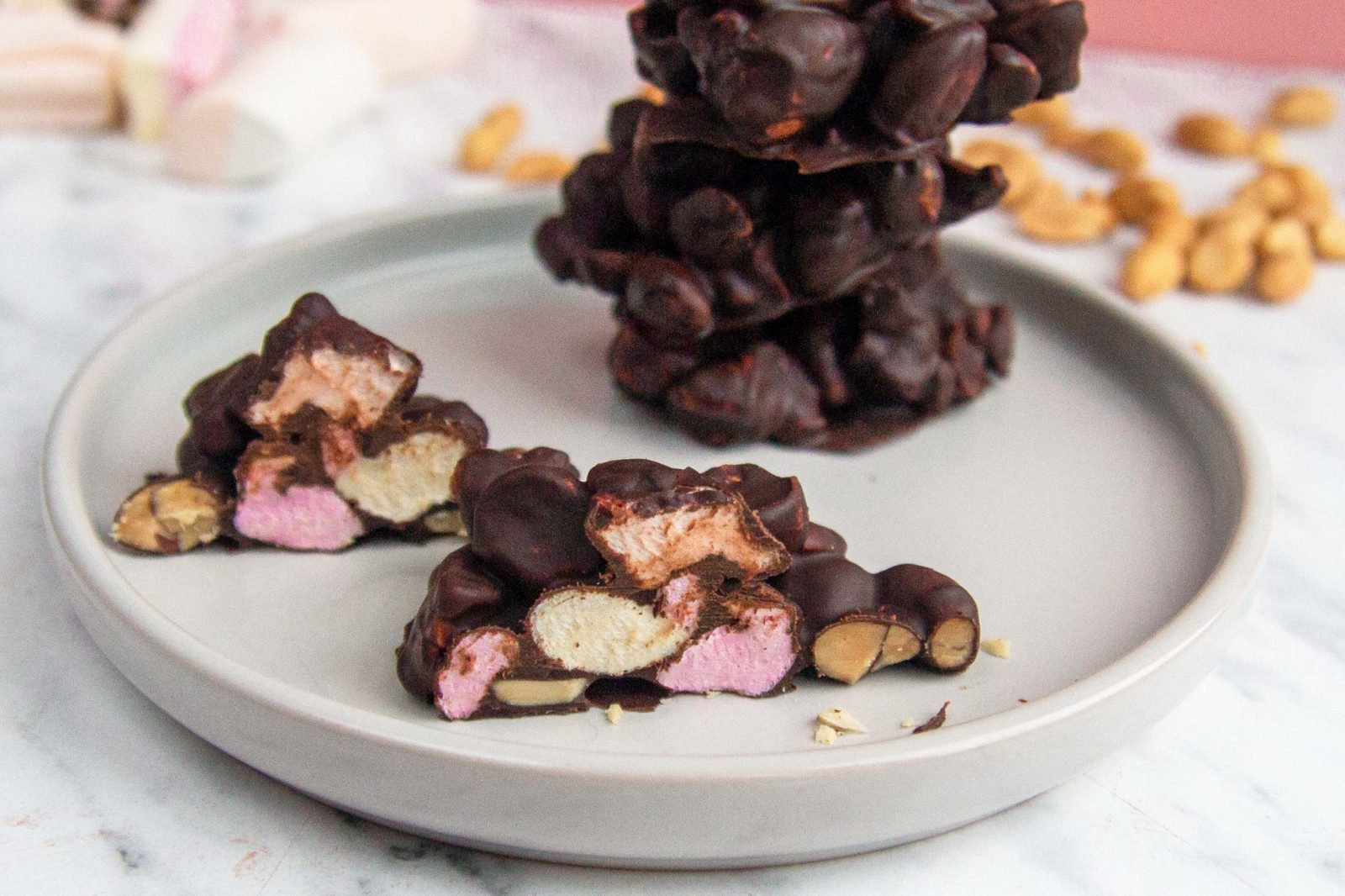 Super easy homemade rocky road peanut clusters